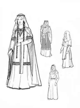1060-1150 Women of Medieval Romanesque Period Pattern