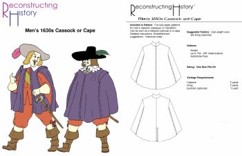 1630's Men's Cassock and Cape Pattern by Reconstructing History