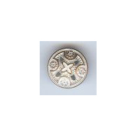 Medieval Templar Cross Button. Silver Copper Finish with light highlights 3/4" (19mm)