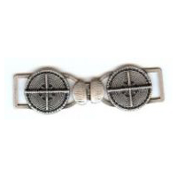 Brushed Antique Silver Finish Banded X Marks the Spot Cross Design Clasp