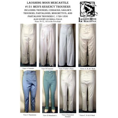 LM131 - 1790-1830 Men's Small Fall Regency Trousers Collection Pattern by Laughing Moon Mercantile