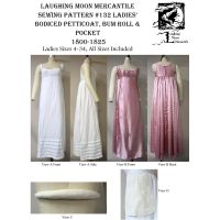 1800-1825 Ladies' Regency Bodiced Petticoat, Bum Roll & Pocket Pattern by Laughing Moon Mercantile