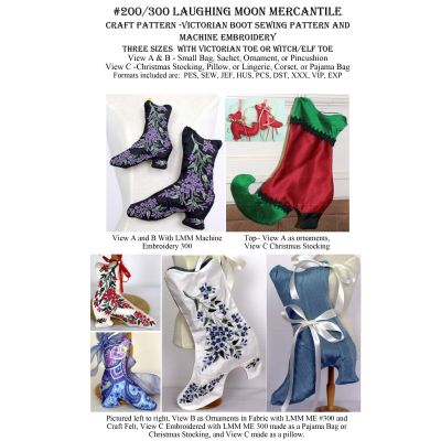 Victorian Boots Craft Pattern 200 with CD 300 Embroidery Designed Combo by Laughing Moon Mercantile