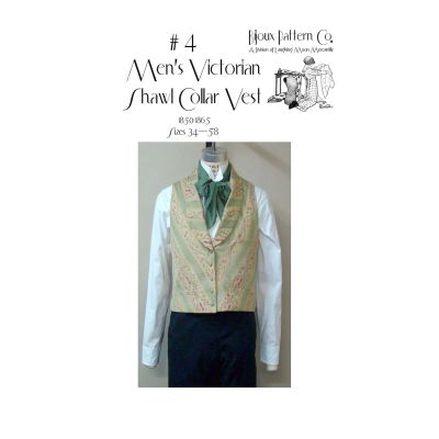 Men/'s Victorian Shawl Collar Vest c1850-1865 Bijoux Laughing Moon Pattern #4