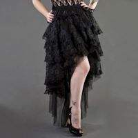 Ophelie Long Victorian or Gothic Burlesque Skirt in Black Lace