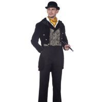 Black Steampunk Victorian Tailcoat in Cotton Velvet