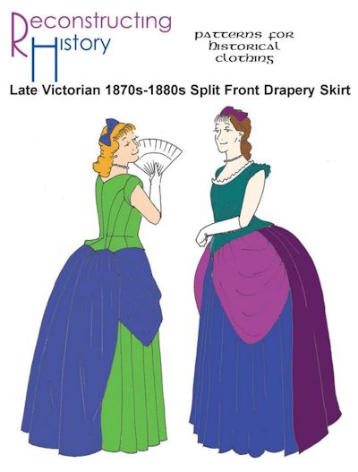 1870s-1890s Late Victorian Split-Front Drapery Overskirt Pattern by Reconstructing History